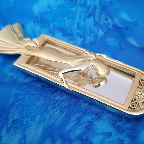 Vintage A.J.C. Woman and Mirror Brooch - Picture 2 of 3
